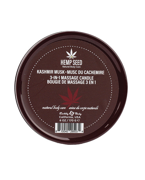 Earthly Body Suntouched Hemp Candle - 6 oz Round Tin Kashmir Musk