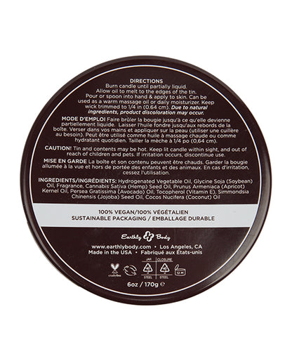 Earthly Body Earthly Body Suntouched Hemp Candle - 6 oz Round Tin High Tide - Image 5