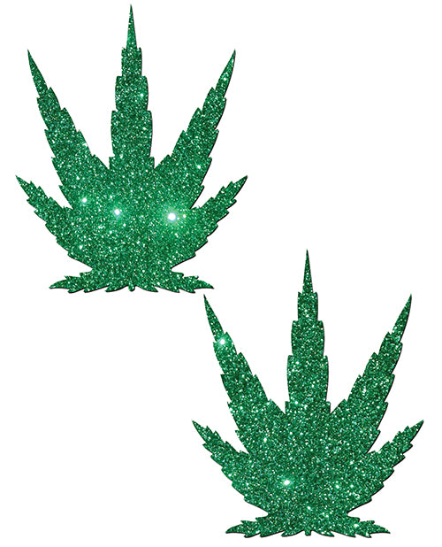 Pastease Glitter Marijuana Leaf - Green O/S