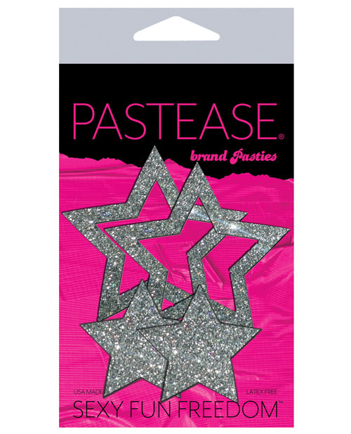 Pastease Premium Glitter Peek a Boob Stars - Silver O/S