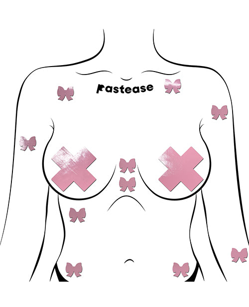 Pastease Mini Faux Leather Bows - Baby Pink Pack of 8
