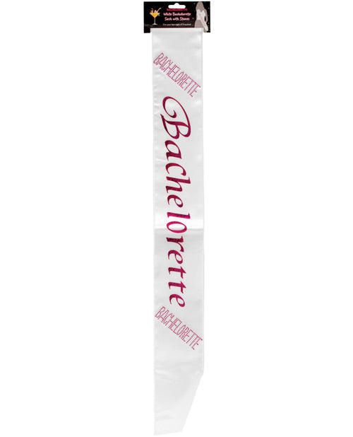 Bachelorette Sash w/Crystals - White