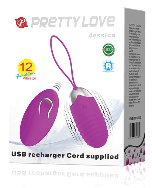 Pretty Love Jessica 12 Functions Egg Vibrator - Fuchsia