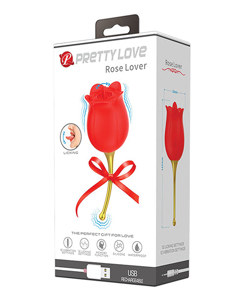 Pretty Love Licking Rose Lover Dual Ended Vibrator - Rose