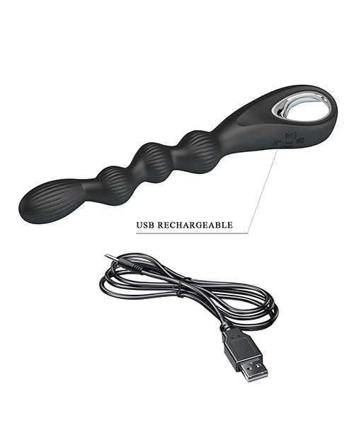 Pretty Love Federer Vibrating Beaded Anal Probe - Black