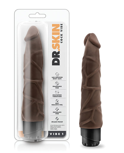 Blush Dr. Skin Cock Vibe 9" Vibrating Cock - Chocolate