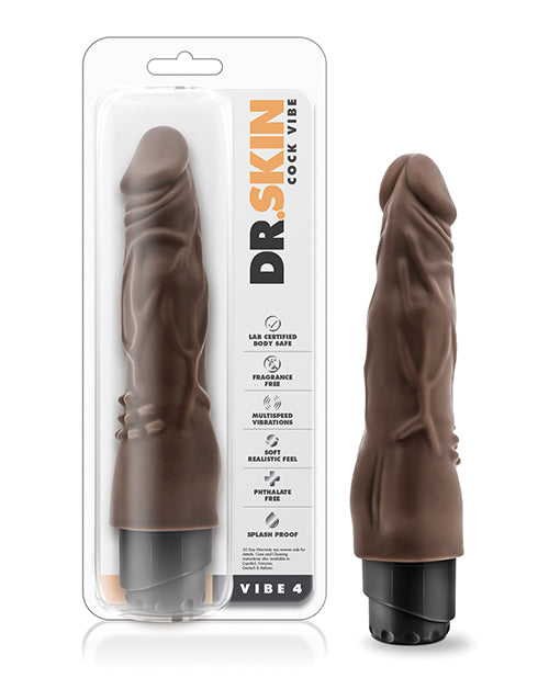 Blush Dr. Skin Cock Vibe 8" Vibrating Cock - Chocolate