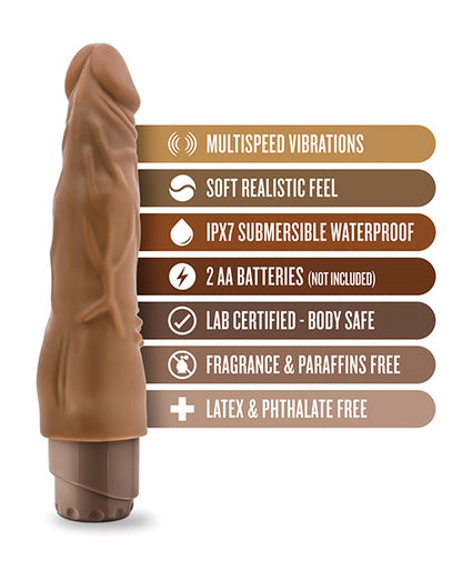 Blush Dr. Skin Cock Vibe 8" Vibrating Cock - Mocha