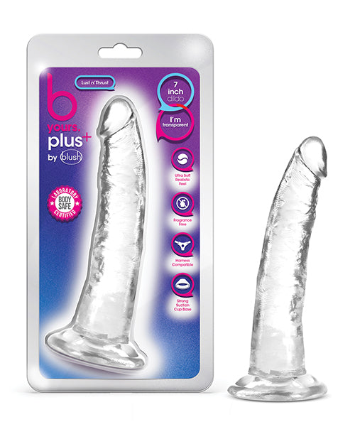 Blush B Yours Plus 7" Lust n' Thrust Dildo - Clear