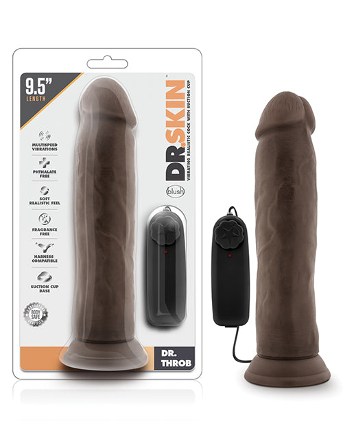 Blush Dr. Skin Dr. Throb 9.5" Cock w/Suction Cup - Chocolate