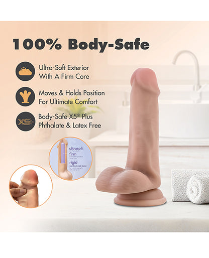 Blush Dr. Skin Plus 6" Posable Dildo With Balls - Vanilla