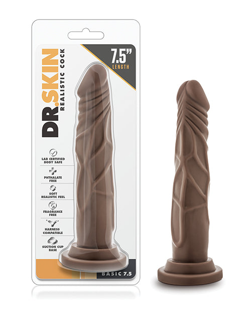 Blush Dr. Skin 7.5" Basic Realistic Cock - Chocolate