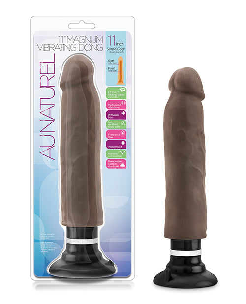 Blush Au Naturel 11" Sensa Feel Magnum Vibrating Dong - Chocolate
