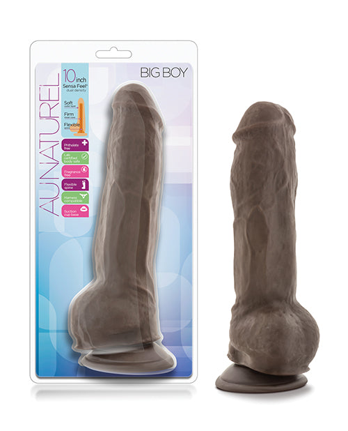 Blush Au Natural 10" Big Boy Realistic Dildo w/Balls - Chocolate