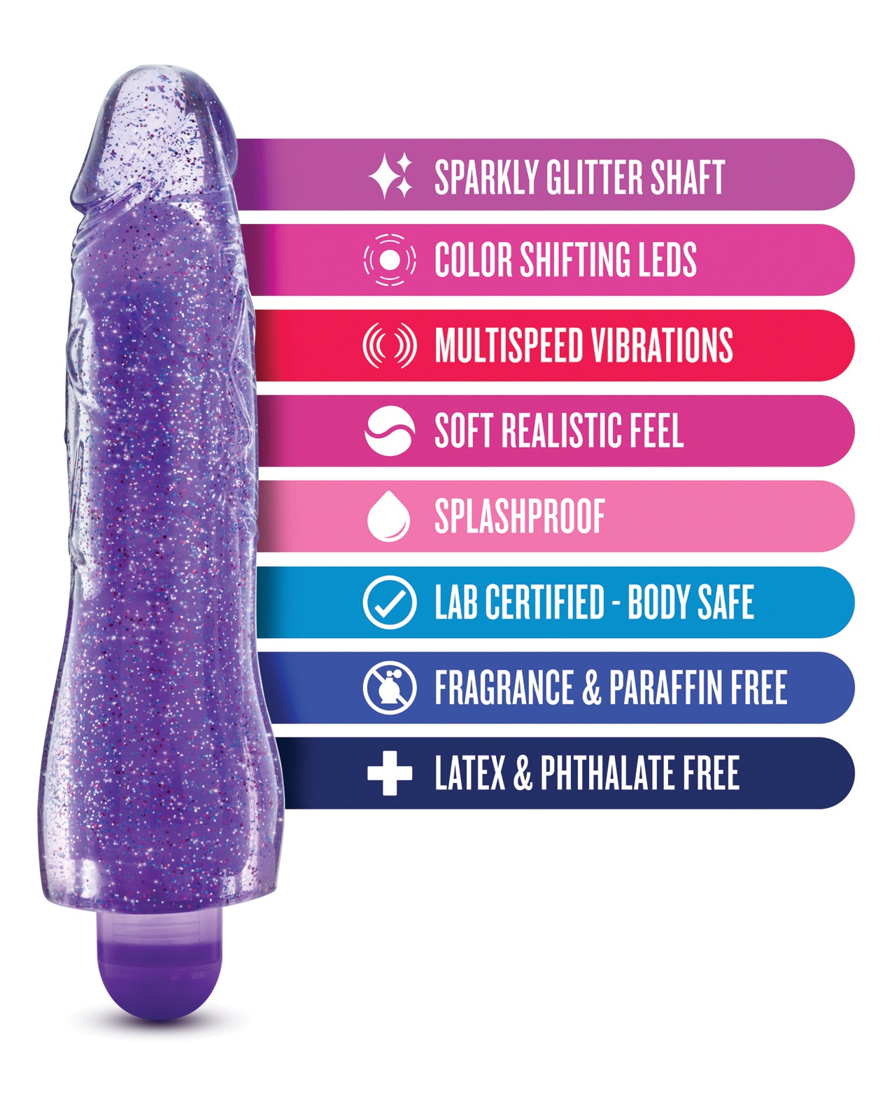 Blush Glow Dicks Glitter Vibrator Molly - Purple