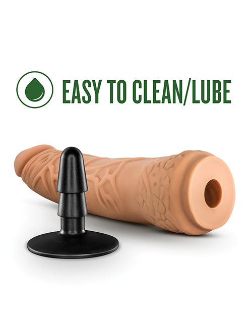 Blush Lock On 7.5" Hexanite Dildo w/Suction Cup Adapter - Mocha