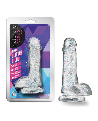 Blush Naturally Yours 6" Glitter Cock - Sparkling Clear