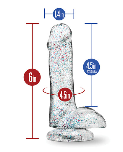 Blush Naturally Yours 6" Glitter Cock - Sparkling Clear