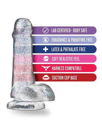 Blush Naturally Yours 6" Glitter Cock - Sparkling Clear