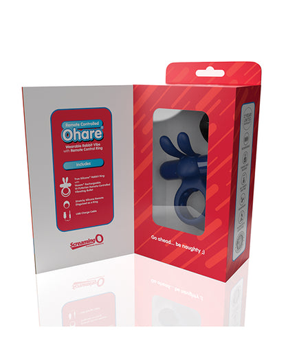 Screaming O Ohare Remote Controlled Vibrating Ring - Blue