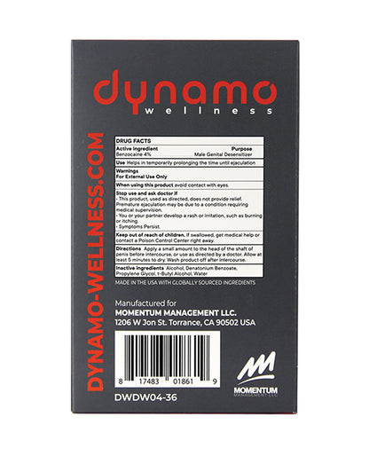 Dynamo Wellness Delay Wipe 4% - 36 Pack