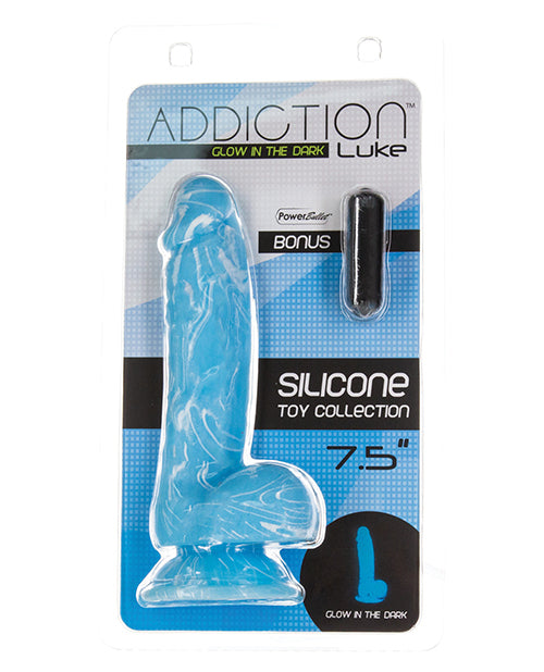 Addiction Luke Glow in the Dark 7.5" Dildo - Blue