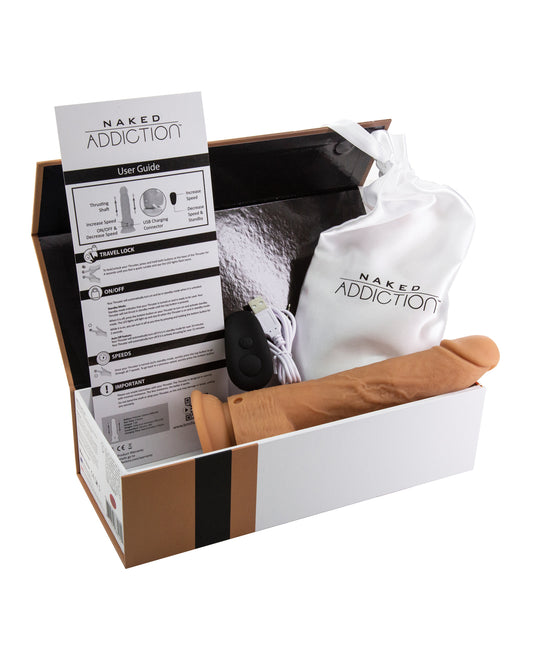 Naked Addiction 9" Thrusting Dong w/Remote - Caramel