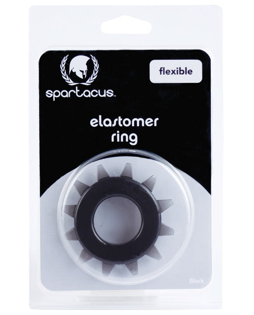 Spartacus Elastomer Stud Cock Ring - Black