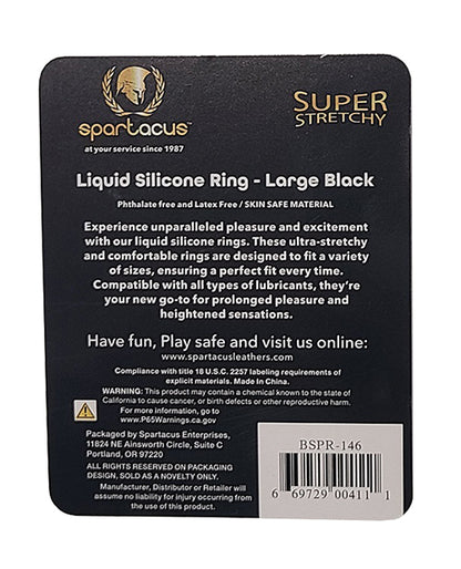 Spartacus Liquid Silicone Cock Ring Large - Black