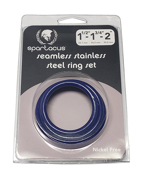 Spartacus Spartacus Seamless Stainless Steel C-Ring - Blue Pack of 3 - Image 3