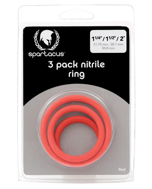 Spartacus Spartacus Nitrile Cock Ring Set - Red Pack of 3 - Image 2