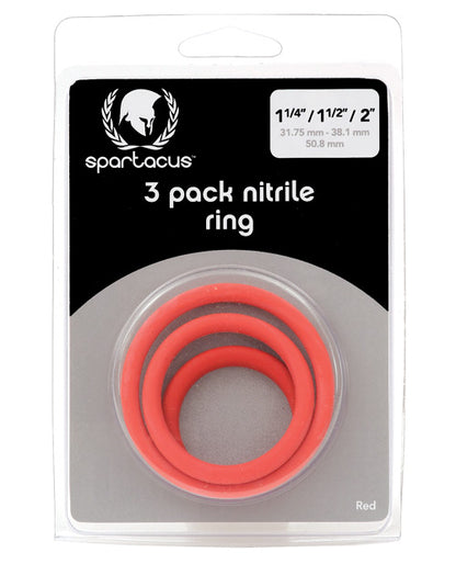 Spartacus Spartacus Nitrile Cock Ring Set - Red Pack of 3 - Image 2