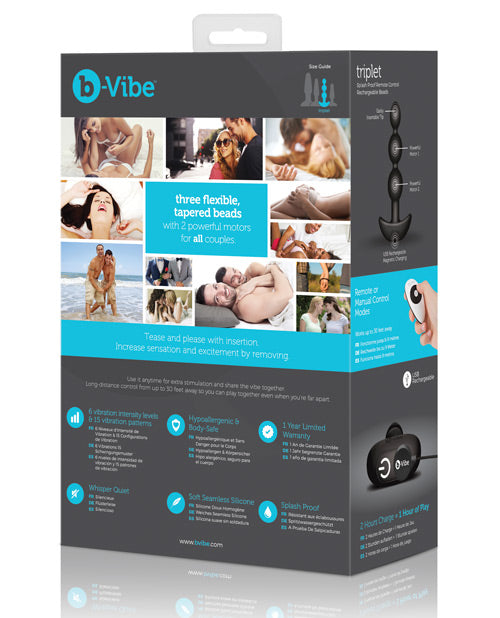 b-Vibe Remote Triplet Anal Beads - Black