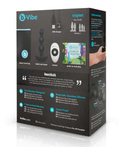 b-vibe b-Vibe Remote Triplet Anal Beads - Black - Image 6