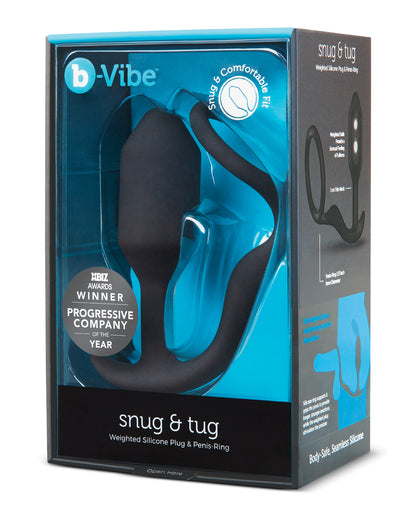 b-vibe b-Vibe Snug & Tug Weighted Silicone & Penis Ring - 128 g Black - Image 9