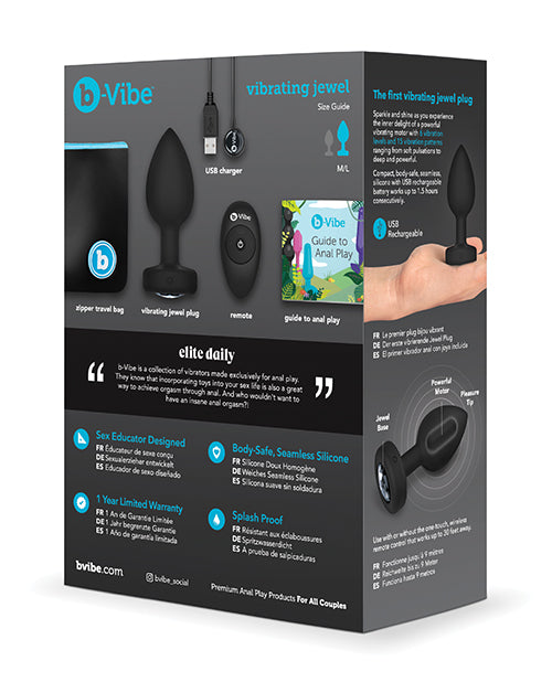 b-Vibe Remote Control Vibrating Jewel Plug (M/L) - Black