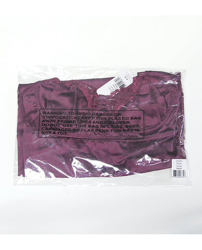 Coquette Scallop Lace Trimmed Stretch Satin Chemise w/Underwire Cups - Mauve Plum 3X/4X - Image 5