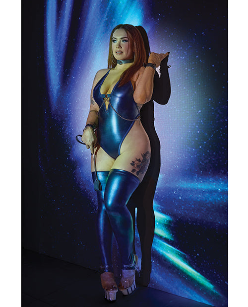 Darque Darque Midnight Wet Look Teddy - Blue QN