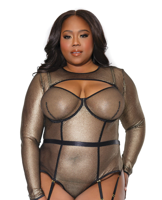 Holiday Metallic Fishnet Shrug Black/Gold OS/XL