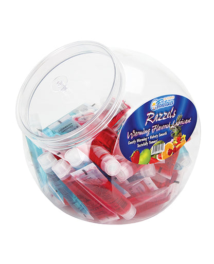 Razzels 3 in 1 Warming Lubricant - .5 oz Tube Asst. Flavors Bowl of 52
