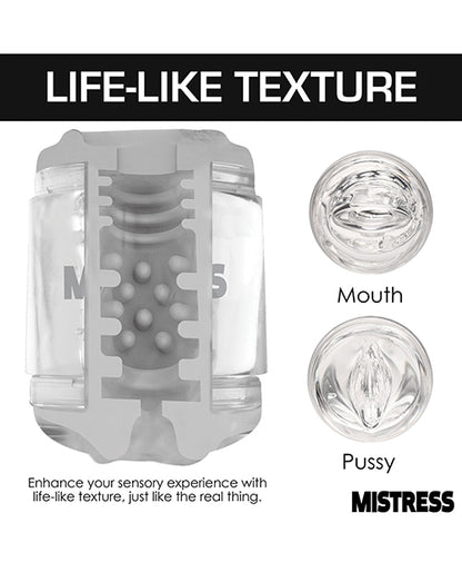 Curve Toys Mistress Double Shot Mini Masturbator Mouth & Pussy - Clear