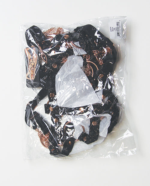 Pleasure Collection Your Command Harness Teddy w/Mini Chain Whips - Black/Rose Gold O/S