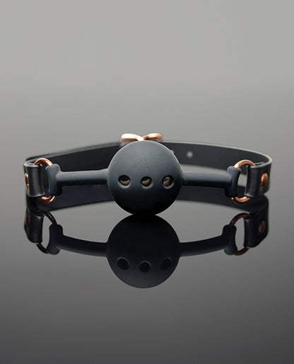 Pleasure Collection Adjustable Ball Gag - Black / Rose Gold O/S