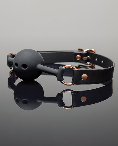 Pleasure Collection Adjustable Ball Gag - Black / Rose Gold O/S