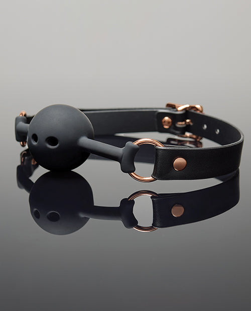 Pleasure Collection Adjustable Ball Gag - Black / Rose Gold O/S