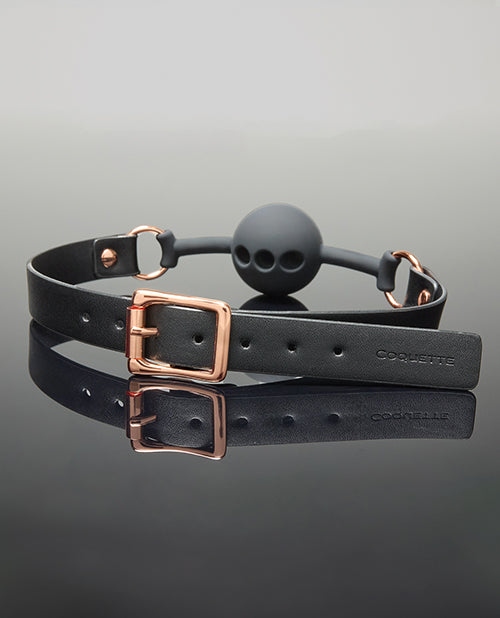 Pleasure Collection Adjustable Ball Gag - Black / Rose Gold O/S