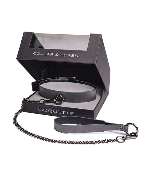 Pleasure Collection Gunmetal Glam Collar & Leash w/Removable Chain