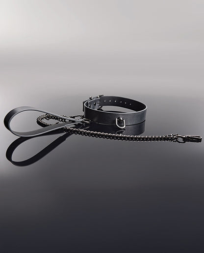 Pleasure Collection Gunmetal Glam Collar & Leash w/Removable Chain