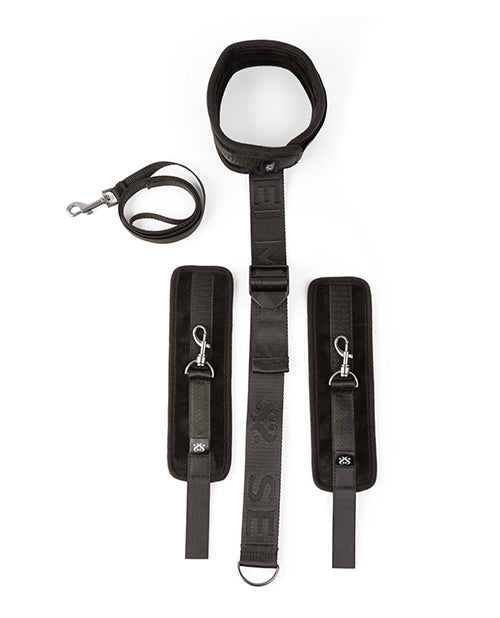 Sei Mio Neck Firmly in Check Adjustable Neck & Wrist Restraint Kit - Black