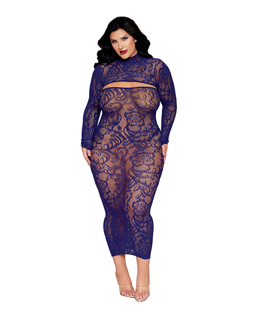 Black Diamond Floral Pattern Strapless Gown w/Removable Shrug 2 pc Set - Eclipse QN - Image 5